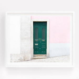 Door Photography, Large Wall Art, Door Picture, Door Photo, Lisbon Wall Art, Pink Wall Art, Green Wall Art