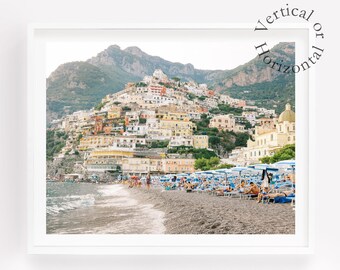 Amalfi Coast Photography Print: Positano Beach Scene, Italy
