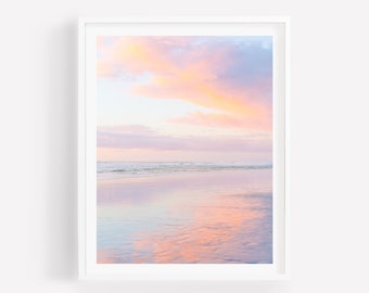 Ocean Print, Pastel Sunset, Beach Photography, Large Wall Art, Beach Wall Art, Colorful Sunset, Beach Print, Coastal Wall Art