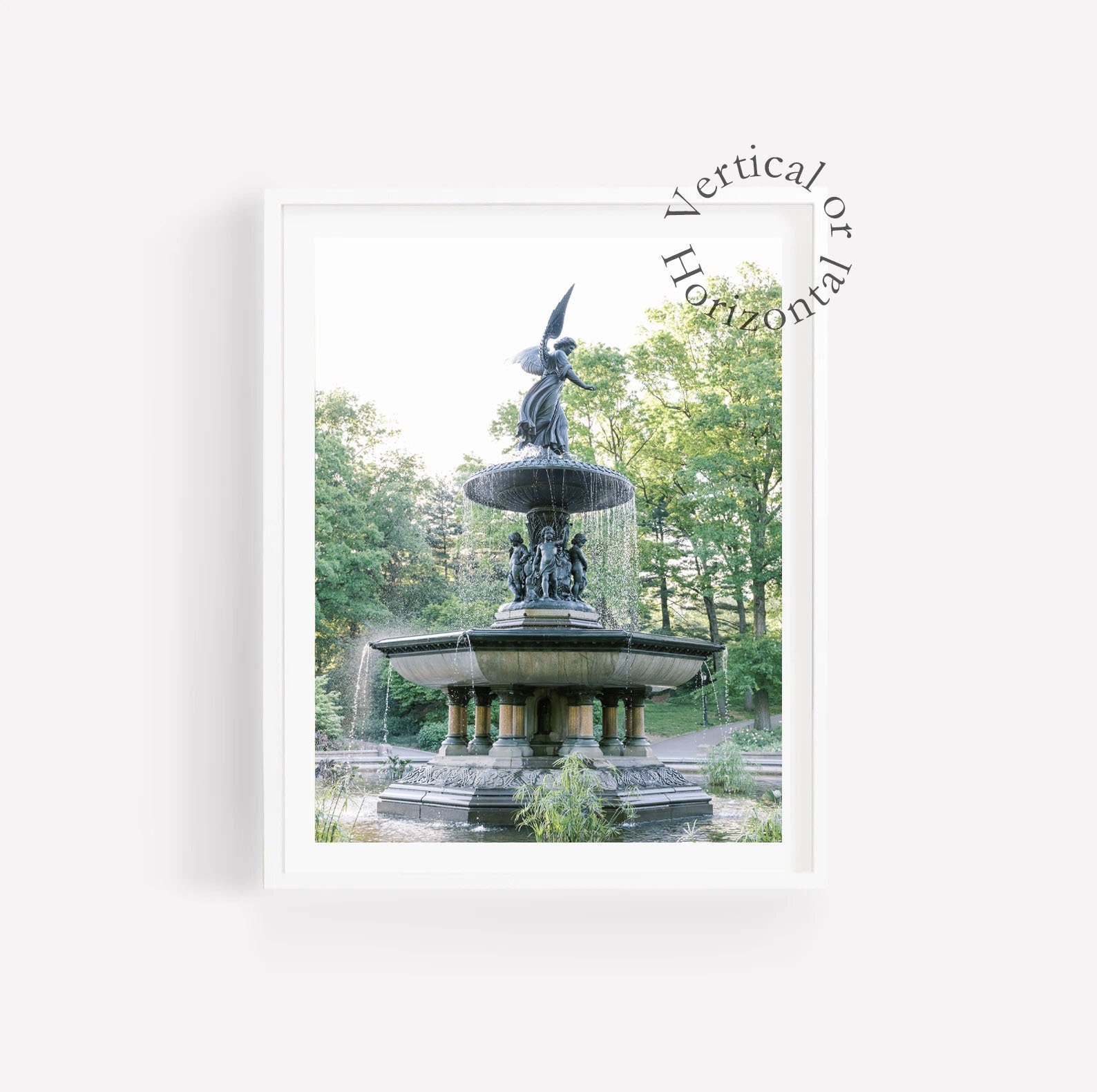 New York City, Manhattan, Central Park, Angel of the Waters Fountain,  Bethesda Terrace Solid-Faced Canvas Print