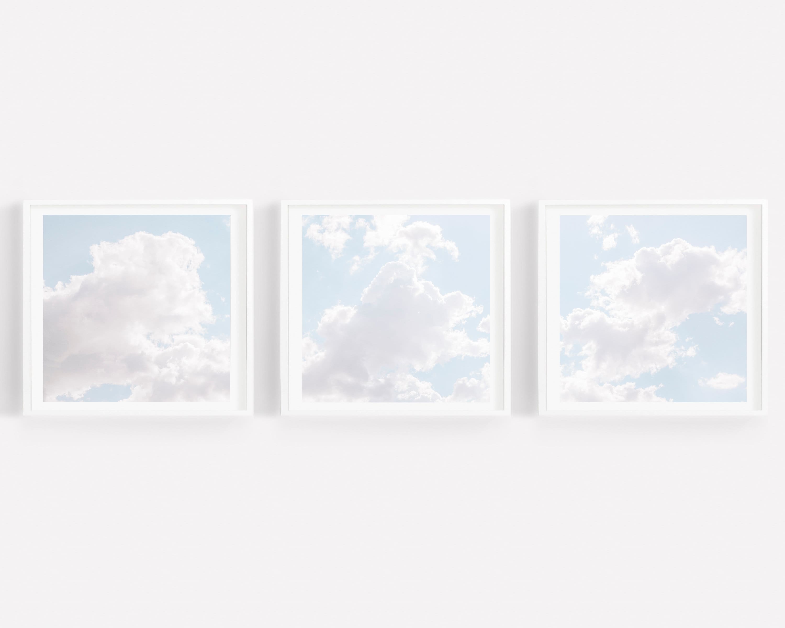 Set of Three Cloud Prints Cloud Wall Art Minimalist Cloud Etsy
