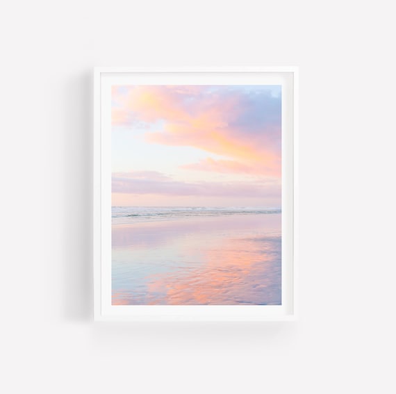 Pastel Sunset Beach Print: Coastal Photography, Large Wall Art