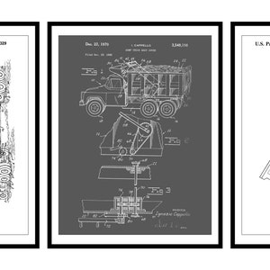 Dump Truck 2 - Digital Patent printable - Set of 3 Patents of Dump Trucks in both White and Black for digital download- Kids room decor