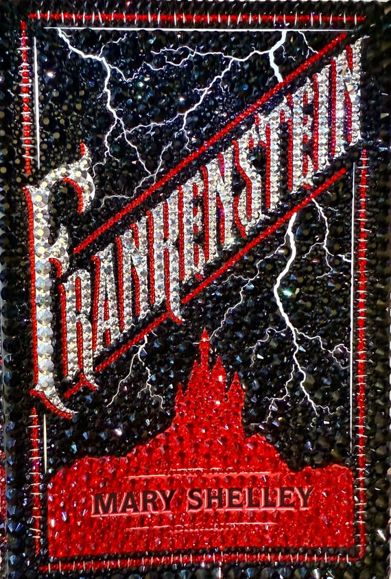 Frankenstein – Bedazzled Classic Gothic Lit Book Cover | Handmade Rhinestone Collector Edition