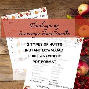 Thanksgiving Scavenger Hunt, Scavenger Hunt, Thanksgiving Scavenger Hunt Party Game, Thanksgiving Printable, Thanksgiving Game
