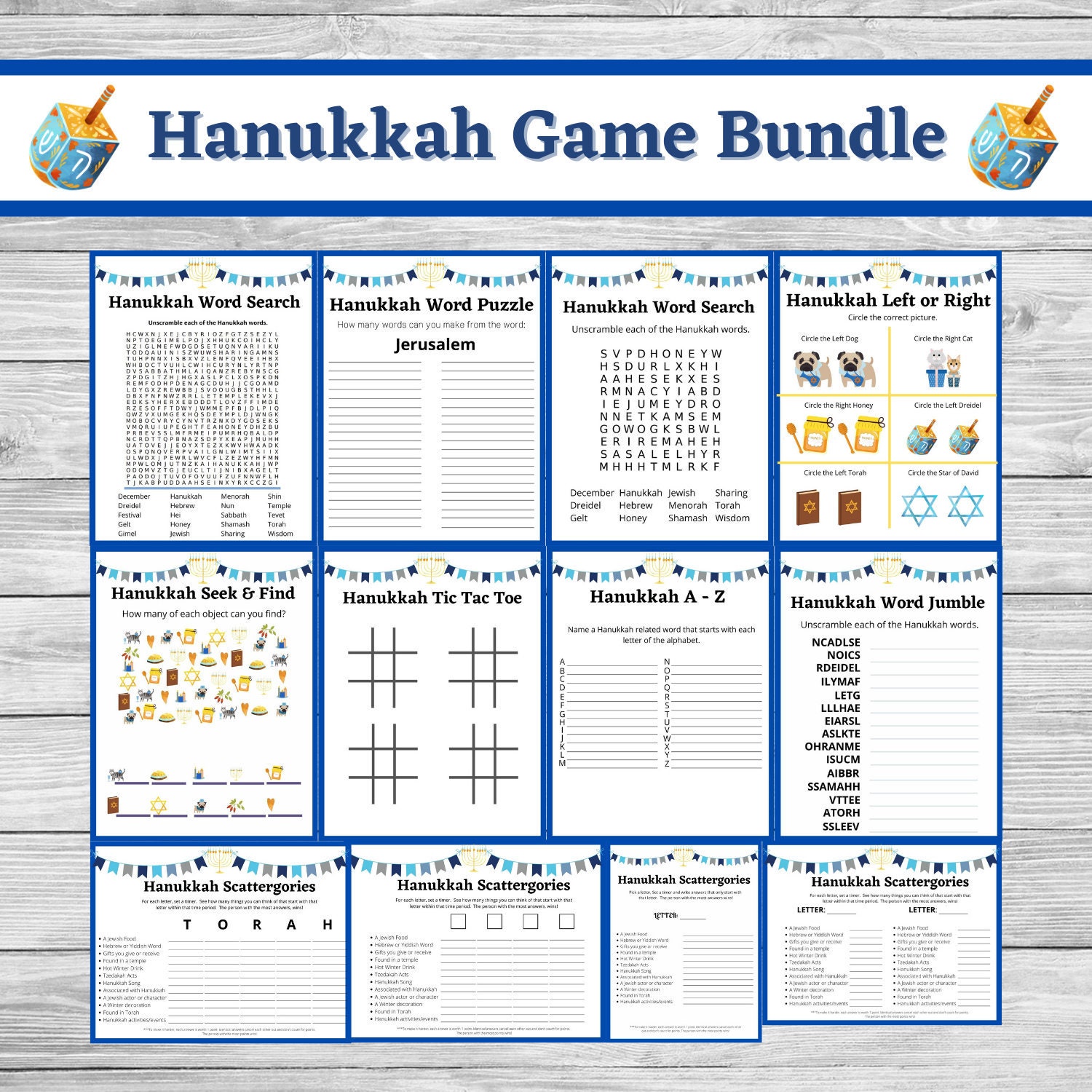 Hanukkah Game Bundle Hanukkah Party Games Hanukkah Etsy