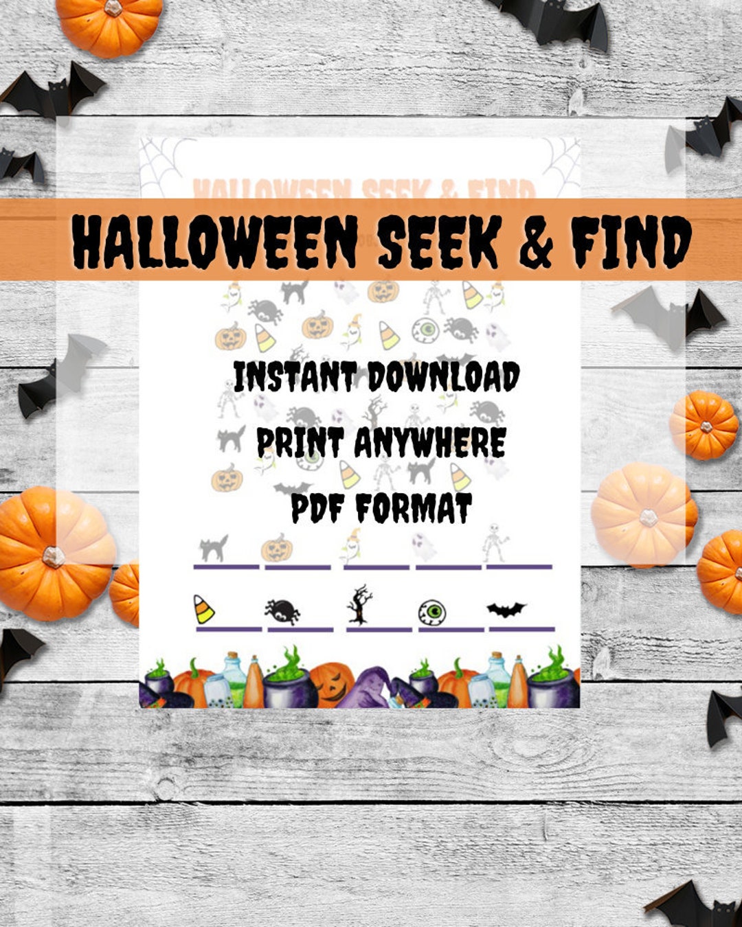 Halloween Seek and Find, Seek and Find, Halloween Party Game, Halloween ...