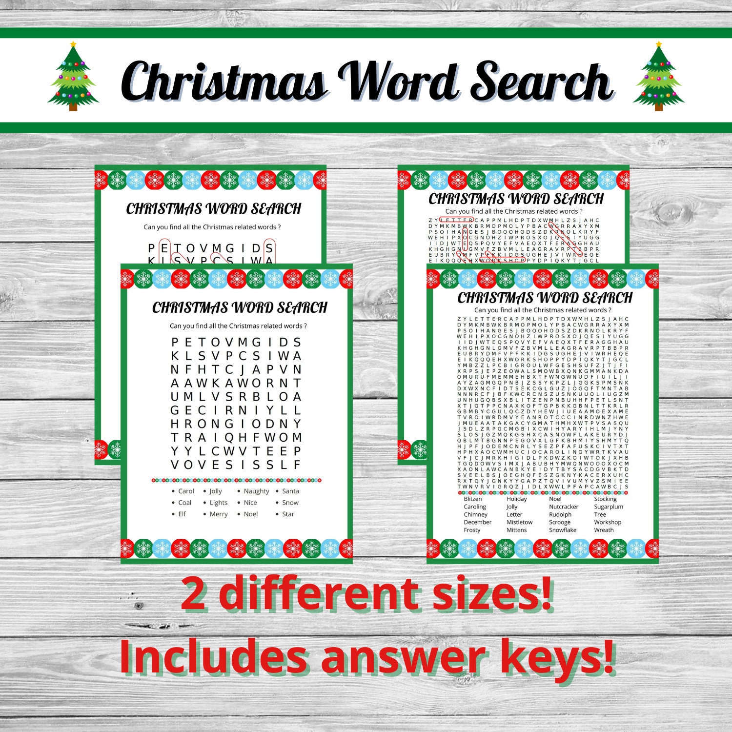 Christmas Word Search Word Search Christmas Games Printable | Etsy
