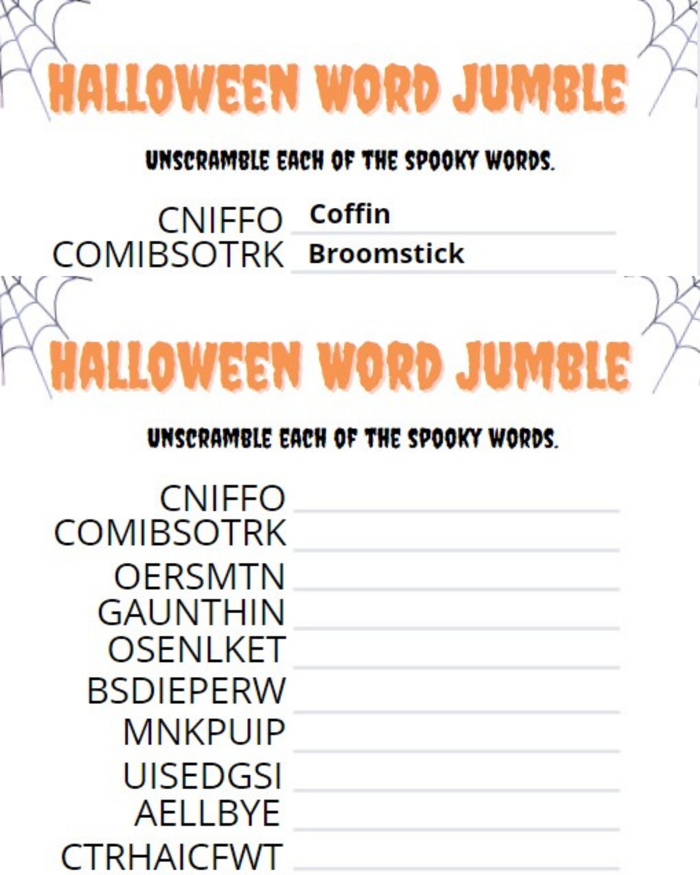 Halloween Word Jumble Bundle Halloween Word Jumble Halloween Etsy France