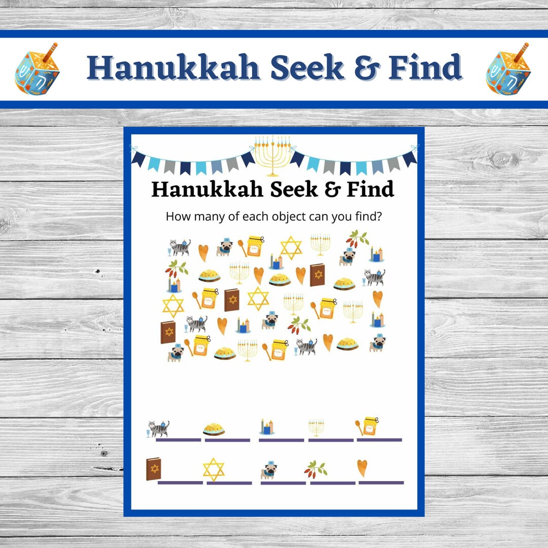 Hanukkah Seek and Find, Party Bundle, Hanukkah Party Games, Hanukkah
