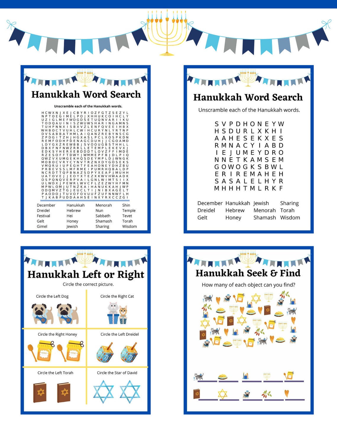 Hanukkah Game Bundle, Hanukkah Party Games, Hanukkah Printable