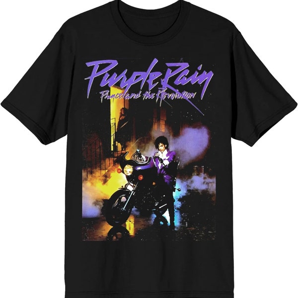 Prince Purple Rain Revolution Graphic T-Shirt Classic Crew Neck Tee Comfortable Cotton Short Sleeve  (Black)