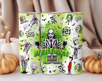 Vaso de terror Beetlejuice: taza de acero inoxidable sublimada y espeluznante