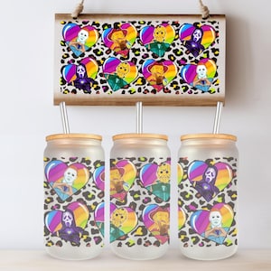 Horror Movie Tumbler | Frosted Glass Slasher Cup with Lid & Straw