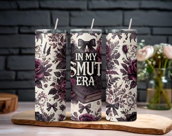 Vaso Smut Era: Vaso floral oscuro de 20 oz para lectores de novelas románticas