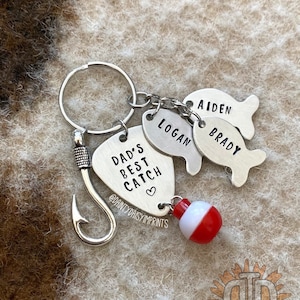 Personalized Fishing Keychain Gift, Custom for Dad Grandpa Grandma Mom, Personalized From Kids for Papa, Fishing Gifts For Men