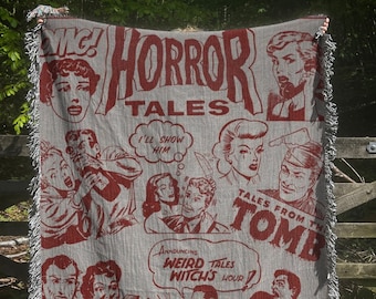 Horror Movie Watching Blanket Woven Blanket Halloween Blanket Gothic Blanket Witchy Blanket Witch Throw Blanket Home Decor Fall Blankets