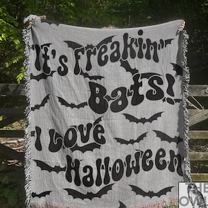 Bats Blanket Halloween Bat Blanket Woven Throw Tapestry Batty Decor Its Frickin Bats Bat Lovers Gift Halloween Blankets Gothic Throw Blanket