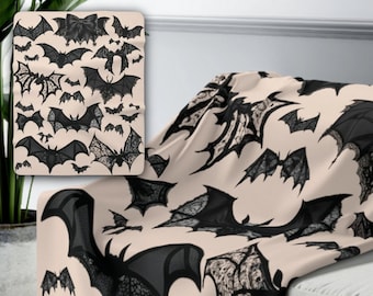 Coquette Halloween Fleece Blanket Bats Blanket Bat Gift Fall Blanket Halloween Throw Blanket Comfy Blanket Gothic Home Decor Fleece Throw