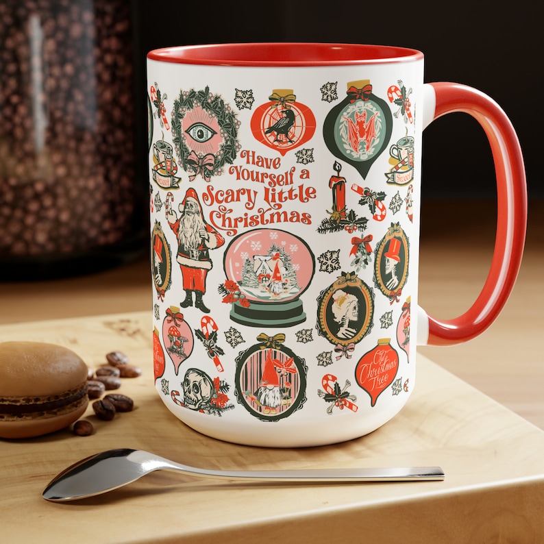 Scary Christmas Coffee Mug Krampus Mug Scary Christmas Cup Spooky Christmas Mug Gothic Christmas Gift Goth Gifts Creepy Christmas Tea Cup image 1