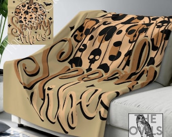 Spooky Vibes Halloween Fleece Blanket Witch Blanket Cozy Fall Blanket Halloween Throw Blanket Comfy Blanket Gothic Home Decor Fleece Throw