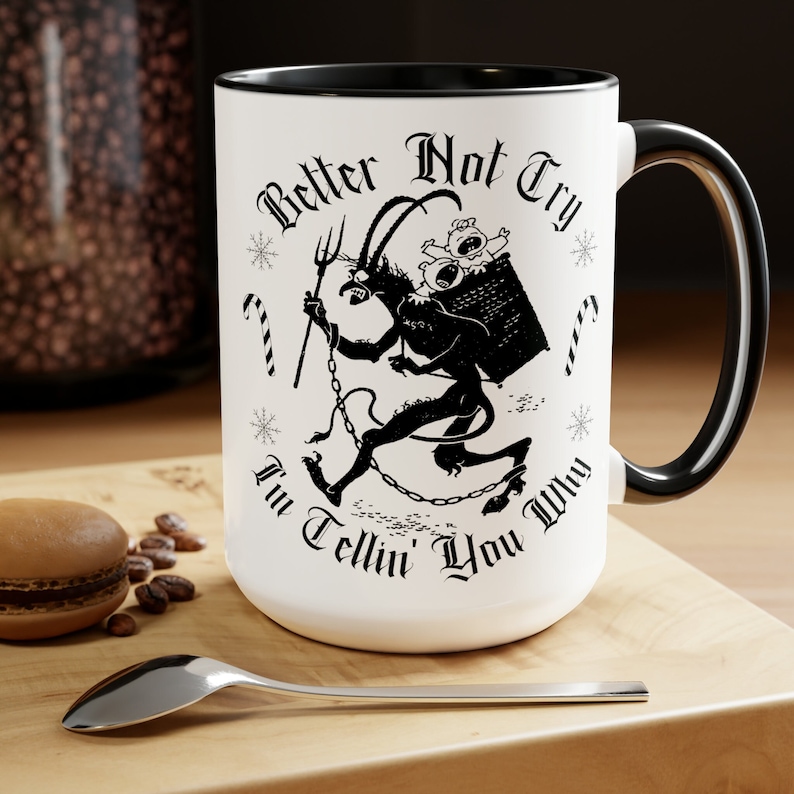 Krampus Christmas Coffee Mug Krampus Mug Scary Christmas Cup Spooky Christmas Mug Gothic Christmas Gift Goth Gifts Creepy Christmas Tea Cup image 1