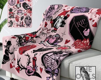 Gothic Valentine Fleece Blanket Witchy Blanket Cozy Fall Blanket Halloween Throw Blanket Comfy Blanket Gothic Home Decor Fleece Throw