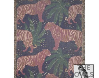 Tigers Woven Blanket Tiger Print Jacquard Woven Throw Blanket Jungle Home Decor Indoor Blanket Eclectic Decor Woven Tapestry Blanket Throws