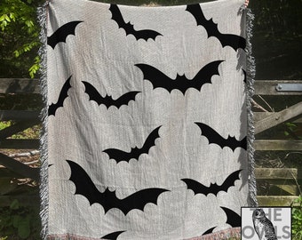 Bats Blanket Halloween Bat Blanket Woven Throw Tapestry Batty Decor Its Frickin Bats Bat Lovers Gift Halloween Blankets Gothic Throw Blanket