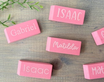 Personalized Pink Eraser, Name Eraser, Custom Back To School Supplies, Monogramed School Supplies, Personalized Writing Supplies