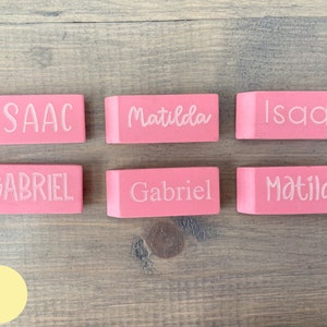Personalized Pink Eraser, Name Eraser, Custom Back To School Supplies, Monogramed School Supplies, Personalized Writing Supplies image 2