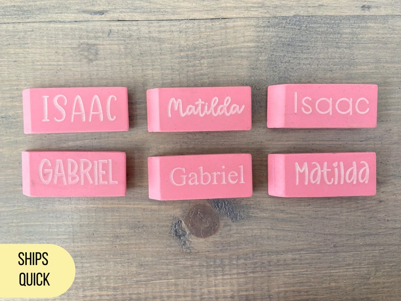 Personalized Pink Eraser, Name Eraser, Custom Back To School Supplies, Monogramed School Supplies, Personalized Writing Supplies image 2