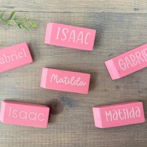 Personalized Pink Eraser, Name Eraser, Custom Back To School Supplies, Monogramed School Supplies, Personalized Writing Supplies