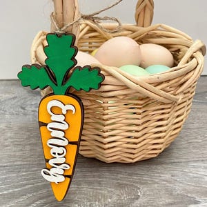 Etiqueta de cenoura personalizada para cesta de Páscoa Etiqueta de nome para criança Etiqueta de presente de coelho da Páscoa para a primeira etiqueta de cesta de Páscoa Etiqueta de cenoura personalizada para a Páscoa