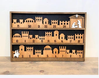 Calendario de Adviento de la Natividad, Cuenta regresiva de Jesús, Letrero festivo religioso, Decoración navideña cristiana, Navidad centrada en Cristo, Cuenta regresiva de Navidad