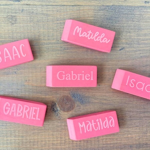 Personalized Pink Eraser, Name Eraser, Custom Back To School Supplies, Monogramed School Supplies, Personalized Writing Supplies image 7