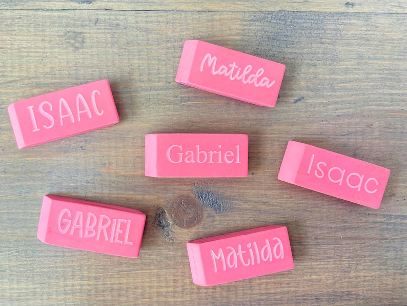 Personalized Pink Eraser, Name Eraser, Custom Back To School Supplies, Monogramed School Supplies, Personalized Writing Supplies image 7
