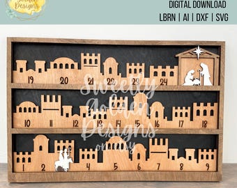 Geboorte adventkalender svg, Christus gecentreerd kerstdecor, vakantie lasersnijden bestand, kerst countdown gesneden bestand, Jesus Countdown