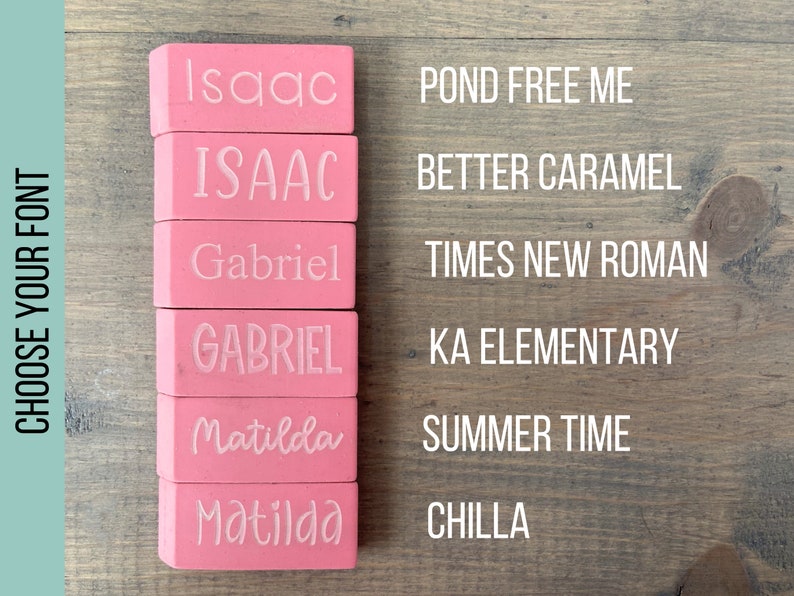 Personalized Pink Eraser, Name Eraser, Custom Back To School Supplies, Monogramed School Supplies, Personalized Writing Supplies image 4