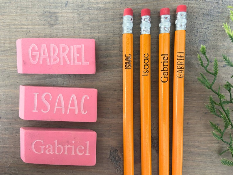 Personalized Pink Eraser, Name Eraser, Custom Back To School Supplies, Monogramed School Supplies, Personalized Writing Supplies image 8