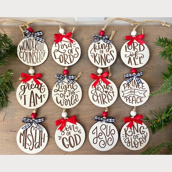 Names of Jesus Ornament, Christ Centered Ornament, 12 Days of Christmas Ornaments, Christian Holiday Decor, Neighbor Christmas Gift