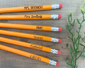 Engraved Pencils, Teacher Classroom Pencils, Student Back To School Supplies, Custom Yellow Pencils, Beginning Of The Year Teacher Gift