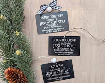 Missionary Badge Ornament LDS Mission Name Tag Personalized Missionary Christmas Gift Religious Gift Missionary Farewell Gift