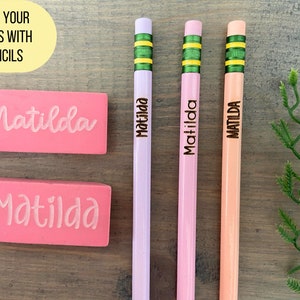 Personalized Pink Eraser, Name Eraser, Custom Back To School Supplies, Monogramed School Supplies, Personalized Writing Supplies image 5