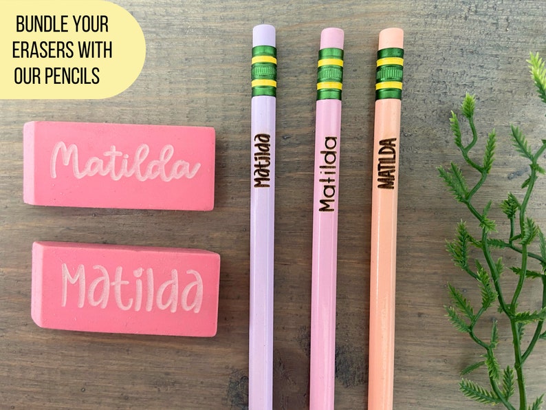 Personalized Pink Eraser, Name Eraser, Custom Back To School Supplies, Monogramed School Supplies, Personalized Writing Supplies image 5