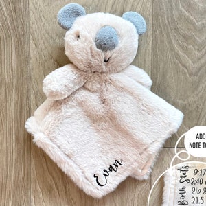 Koala Bear Lovey, Pluszowy Kocyk Dla Dzieci, Spersonalizowany Koala, Monogramowany Kocyk Bezpieczeństwa, Lovie Z Imieniem, Prezent Na Baby Shower Koala