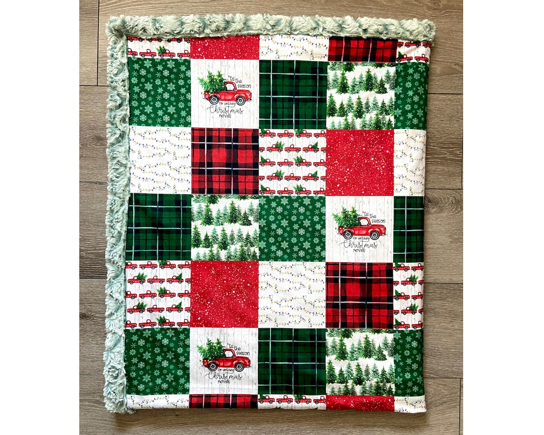 Christmas Minky Blanket, Red Truck Blanket, Christmas Movie Watching