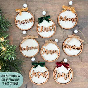 Names of Christ Ornament, Christian Tree Ornament, Christ Centered Decor, Names of Jesus Ornament, Neighbor Holiday Gift, Scripture Ornament