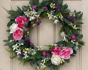 Corona de bienvenida de Blushing Garden