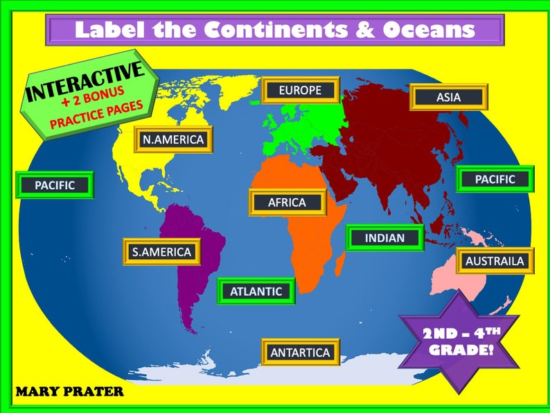 Label continents and oceans